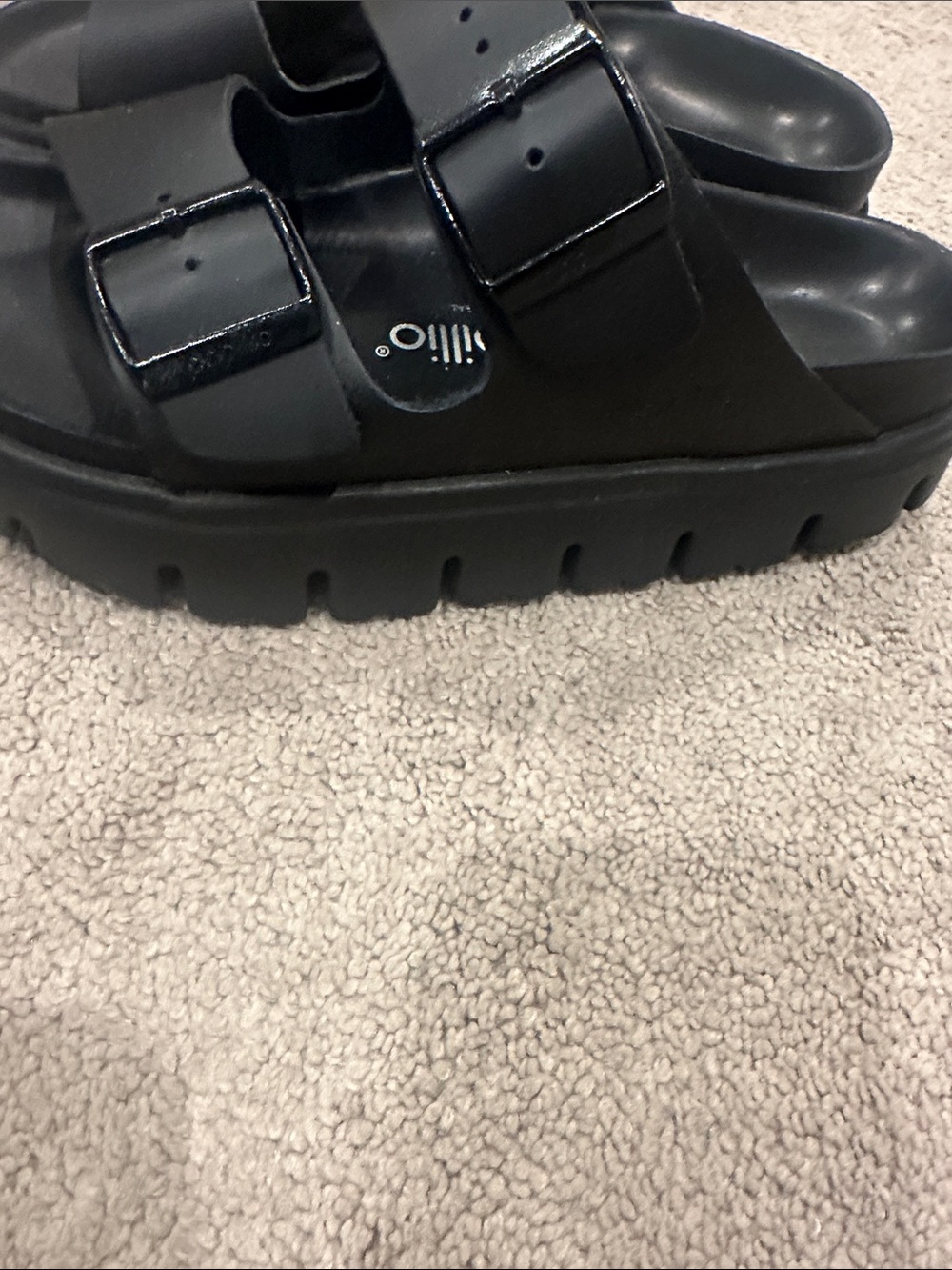 Birkenstock Black Platform Double-Buckle Slide Sandals - Picture 2 of 5